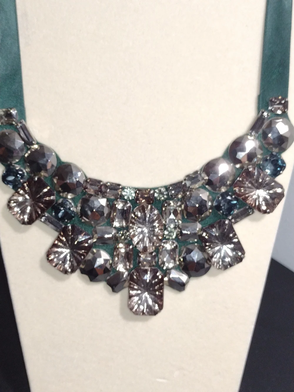 Joan Rivers Taupe & Teal Crystal Bib Necklace